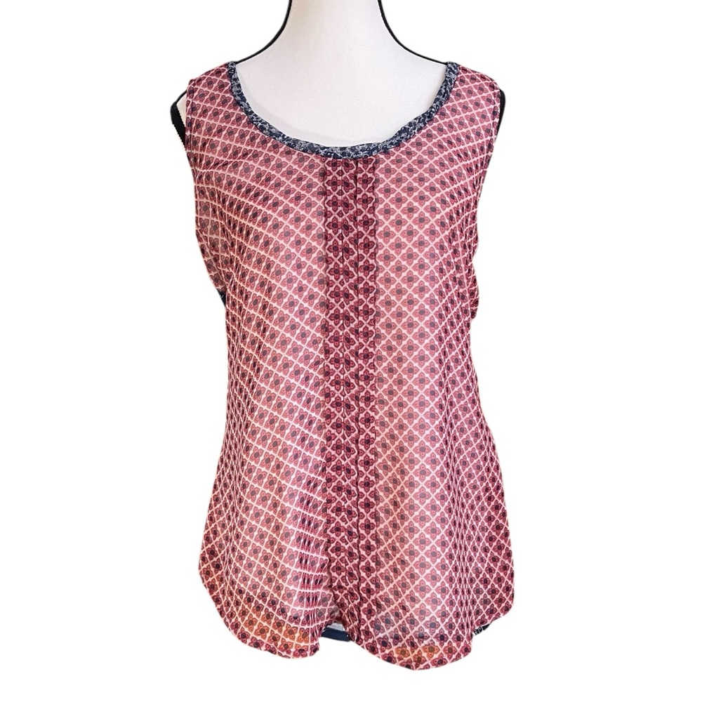 Anthro One September Mixed Print Tank Top Boho Bandana Patchwork Red Blue Sz M * - Picture 6 of 13